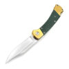 Folding Hunter Auto Knife G-10 Green Handle Single Edge