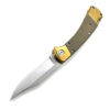 Folding Hunter Auto Knife G-10 Desert Tan Handle Single Edge