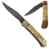 Custom Made Damascus  Lever Lock Auto Knife Bone Handle