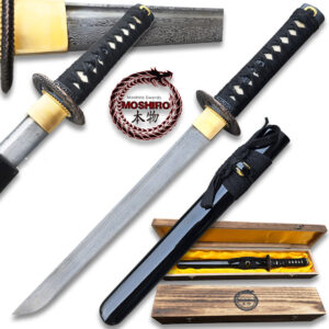 Moshiro Damascus Blade - Folded 1065 Dragon Tsuba Tanto Sword