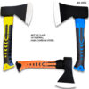 10" Overall Set of 3 Camping Axe Yellow, Orange, Blue Handle With Carbon Steel Head