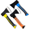 10" Overall Set of 3 Camping Axe Yellow, Orange, Blue Handle With Carbon Steel Head