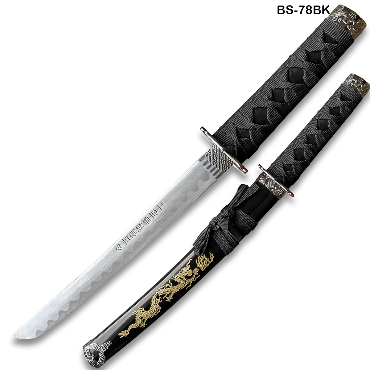 Edge Tanto 21" Sword w/ Gold Dragon Engraved Black Scabbard