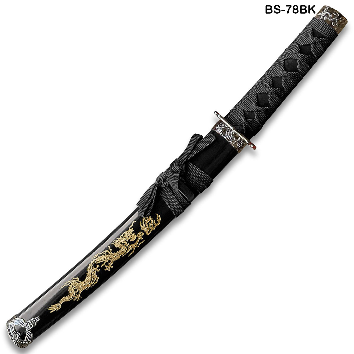 Edge Tanto 21" Sword w/ Gold Dragon Engraved Black Scabbard