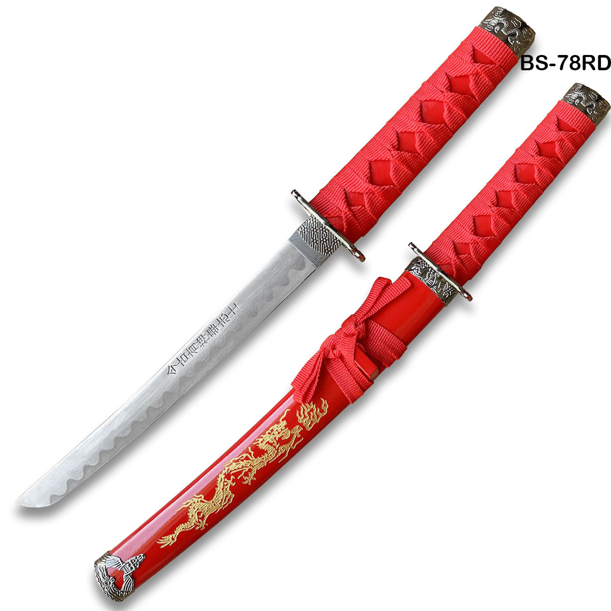 Edge Tanto 21" Sword w/ Gold Dragon Engraved Red Scabbard