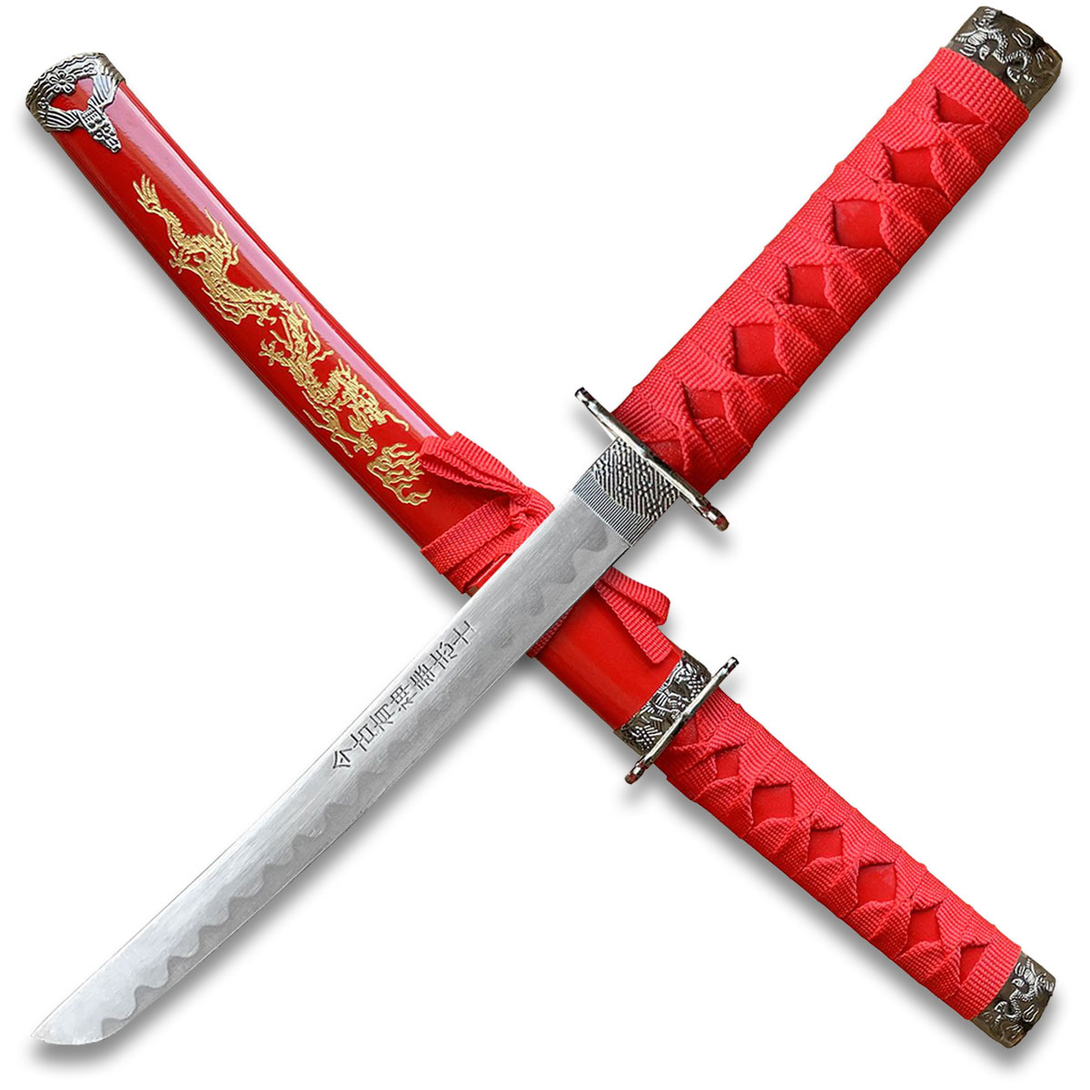 Edge Tanto 21" Sword w/ Gold Dragon Engraved Red Scabbard