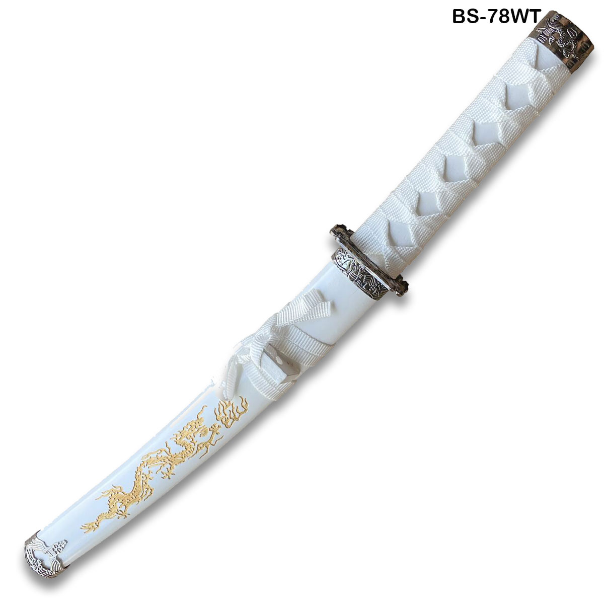 Edge Tanto 21" Sword w/ Gold Dragon Engraved White Scabbard