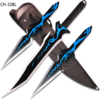 Blue Fantasy Ninja Warrior Sword 26"  W/2 pcs Throwing Knife Set