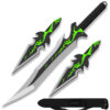 Green Fantasy Ninja Warrior Sword 26"  W/2 pcs Throwing Knife Set