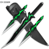 Green Fantasy Ninja Warrior Sword 26"  W/2 pcs Throwing Knife Set