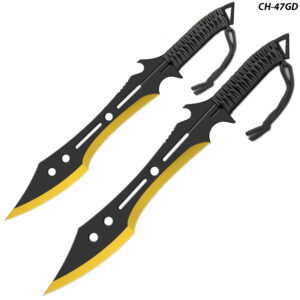 Gold Ninja Strike Force Twin Sword Set Full Tang