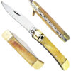 D 2 Steel  Lever Lock Auto Knife  Bone Handle