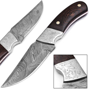 WHITE DEER Damascus Steel Knife with Cocobolo Wood Handle