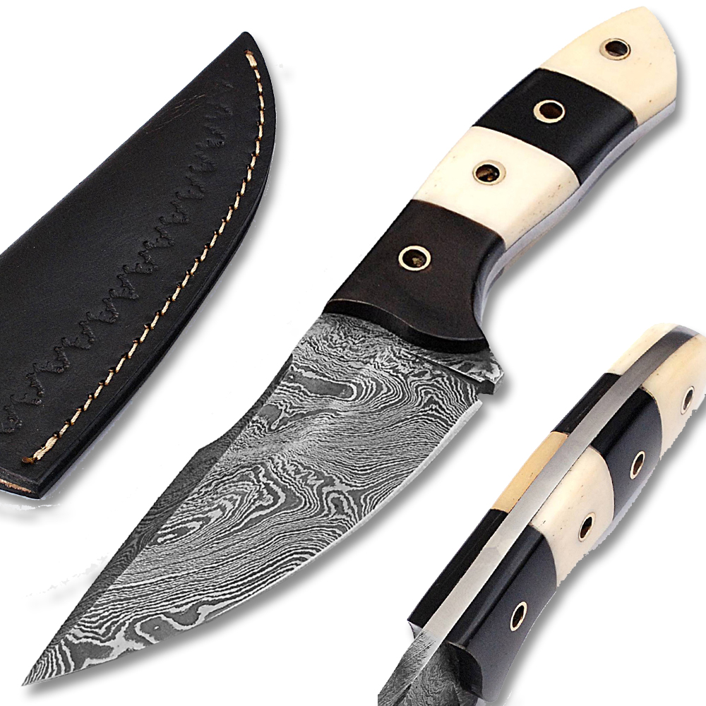 White Deer Custom Damascus Skinner Knife 1095 HC Steel Razor Sharp