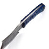 Mini Cleaver Knife Blue Frost Wood Grip Handle Damascus Steel Hand Forged