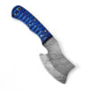 Mini Cleaver Knife Blue Frost Wood Grip Handle Damascus Steel Hand Forged