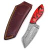 WHITE DEER Mini Japanese Meat Cleaver with Red Marble Resin Handle 1095 Forged Steel