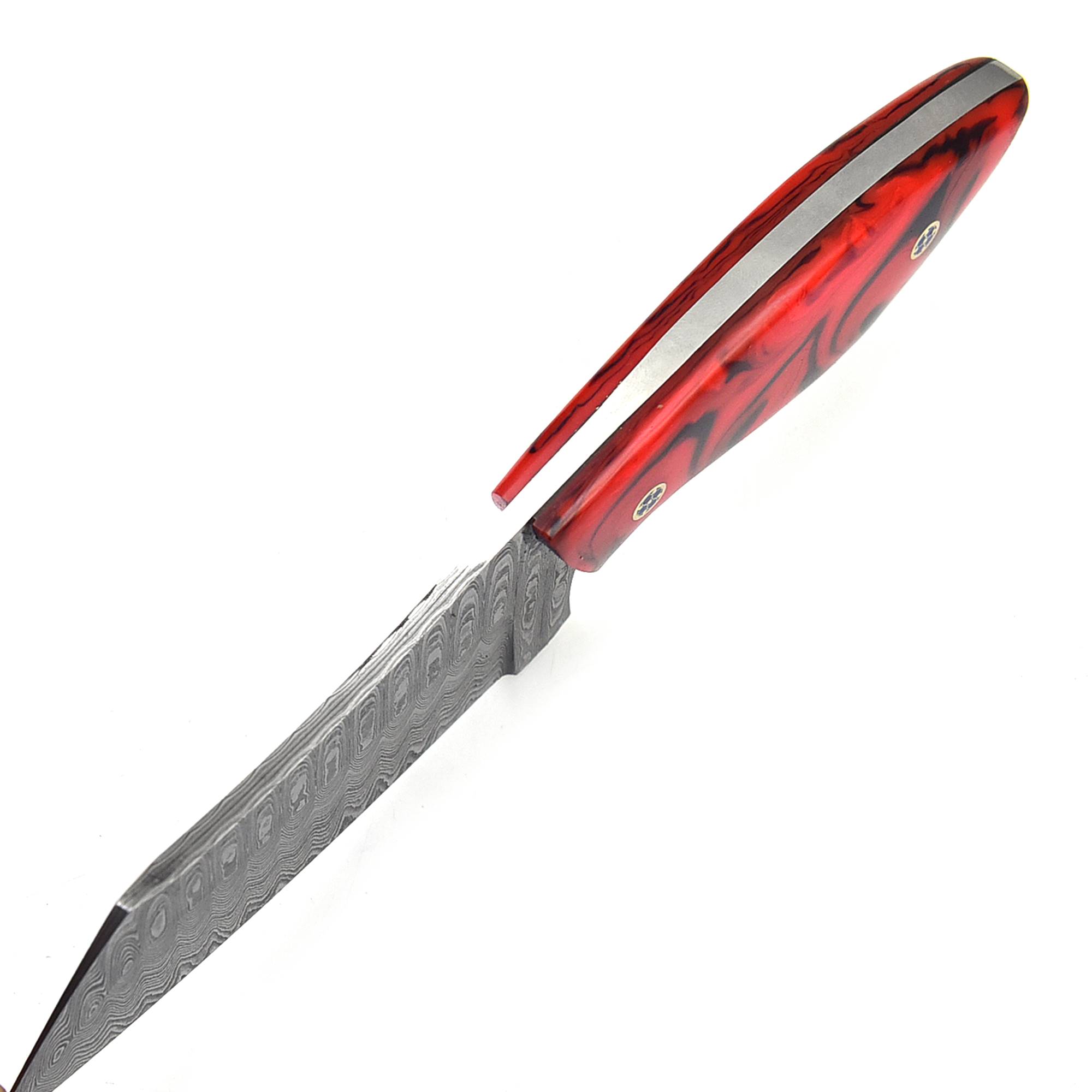 WHITE DEER Mini Japanese Meat Cleaver with Red Marble Resin Handle 1095 Forged Steel