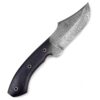 White Deer  Damascus Steel Knife Bison Hunter Micarta Black Handle