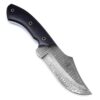 White Deer  Damascus Steel Knife Bison Hunter Micarta Black Handle
