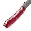 White Deer  Damascus Steel Knife Bison Hunter Micarta Red Handle