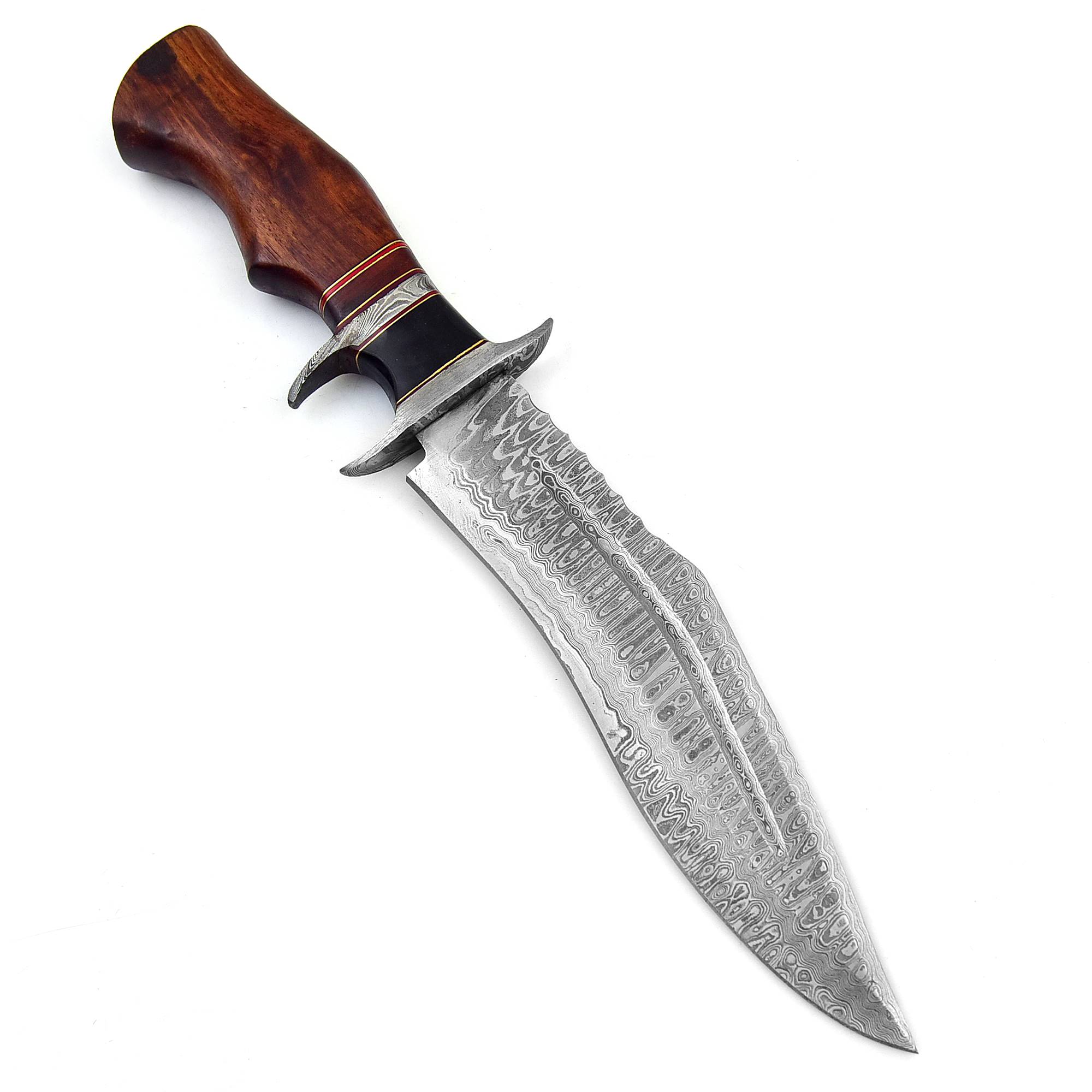 White Deer Custom Made Damascus Steel Bowie Ranger Knife with Cocobolo Wood Handle