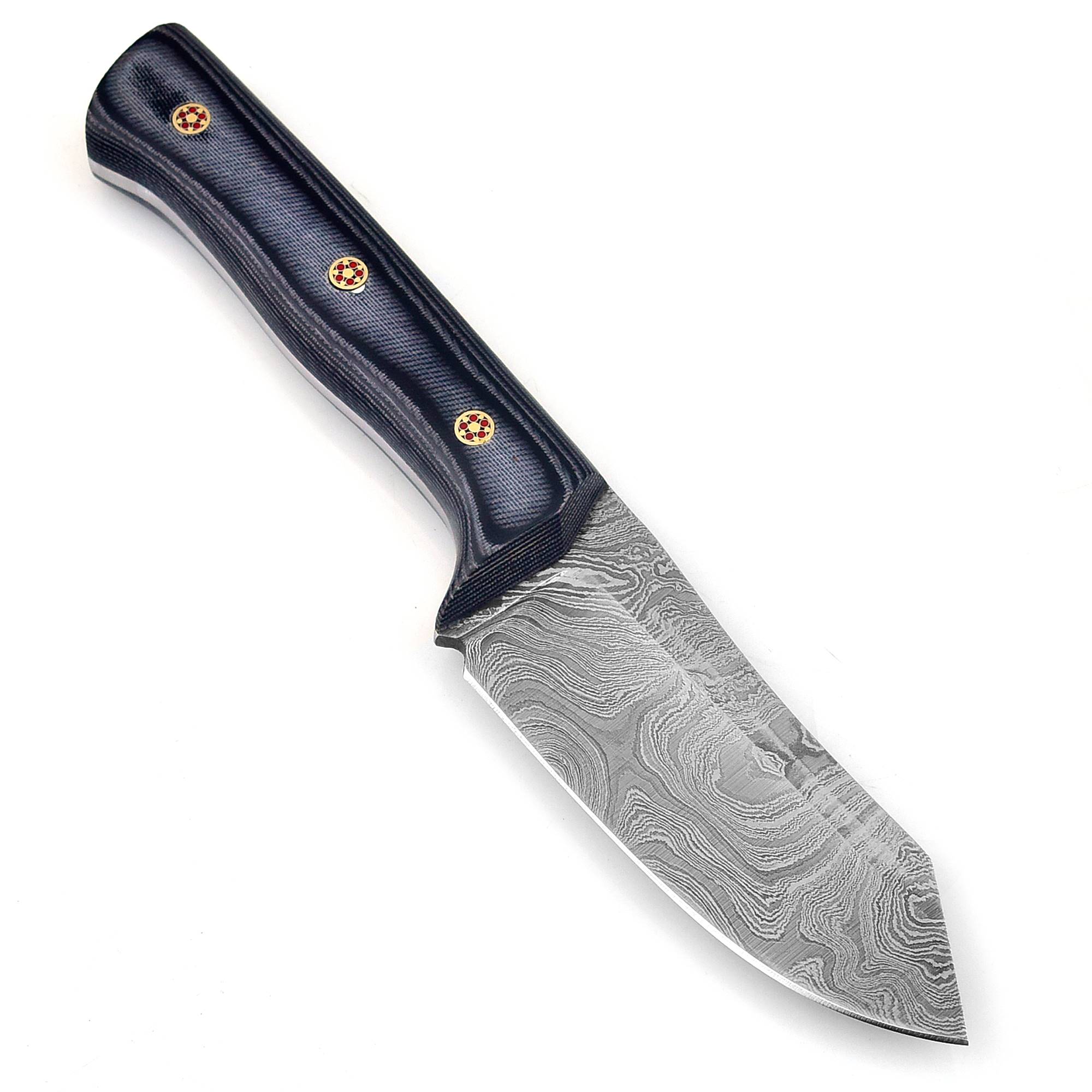 White Deer  Damascus Hand Forge Japanese Hunter Micarta Black Handle