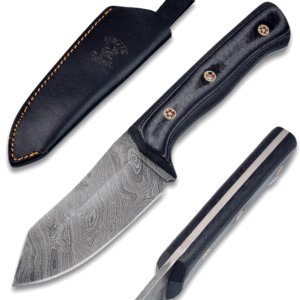 White Deer  Damascus Hand Forge Japanese Hunter Micarta Black Handle