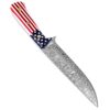 White Dear Handmade Damascus  Chef Knife American Flag W/ Bone Handle