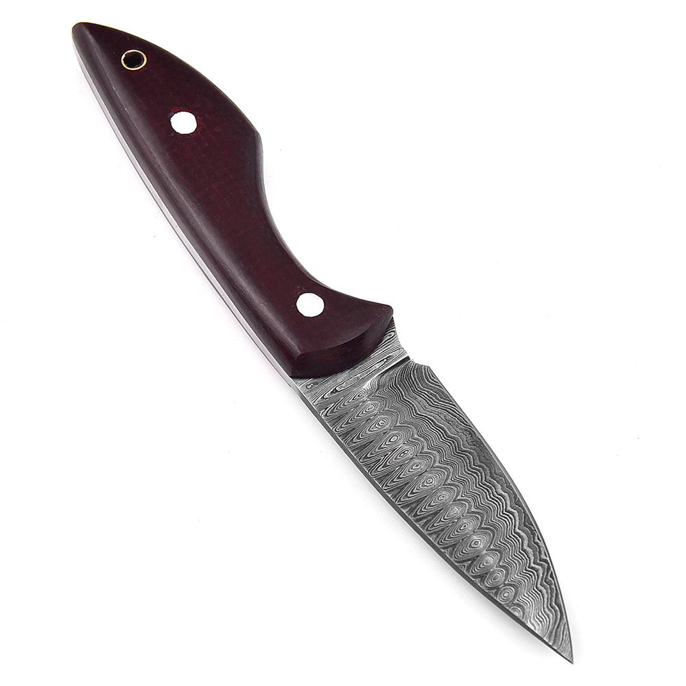 White Deer  Damascus Hand Forge Skinner Hunter Knife Micarta Handle