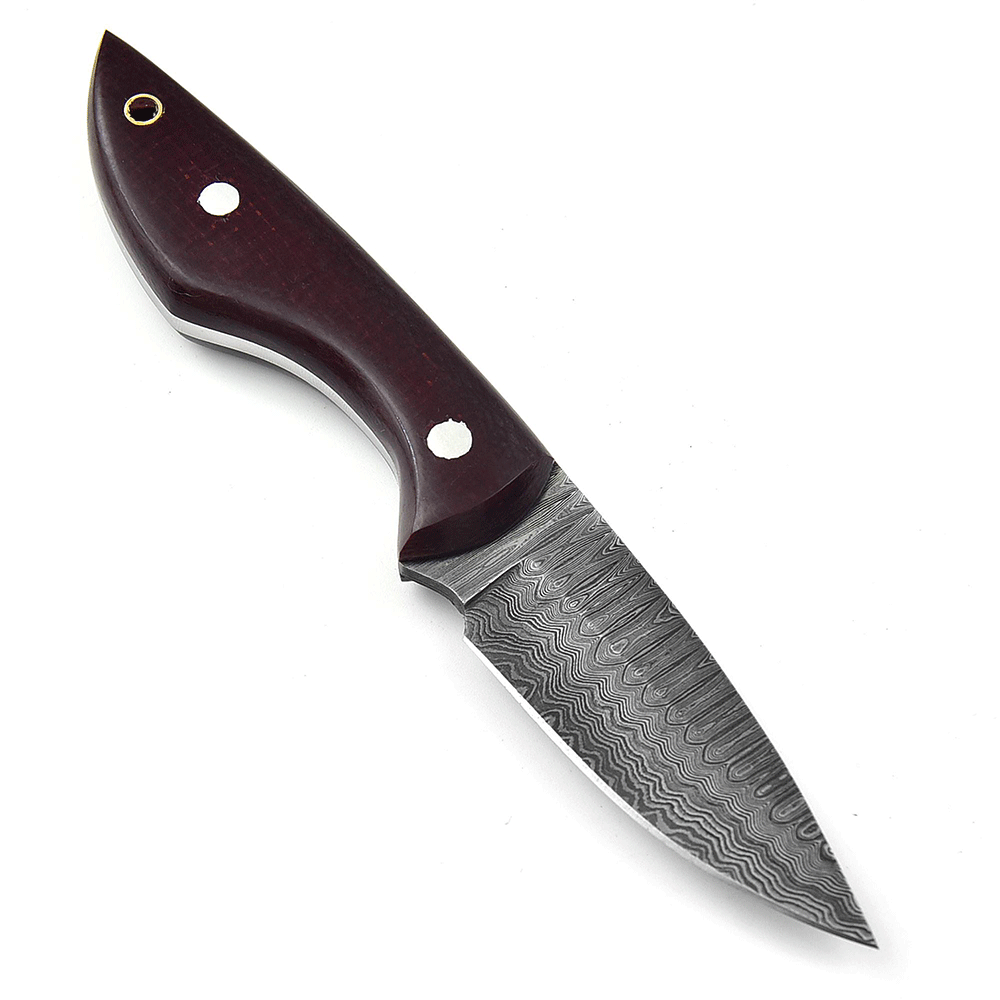 White Deer  Damascus Hand Forge Skinner Hunter Knife Micarta Handle