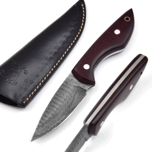 White Deer  Damascus Hand Forge Skinner Hunter Knife Micarta Handle