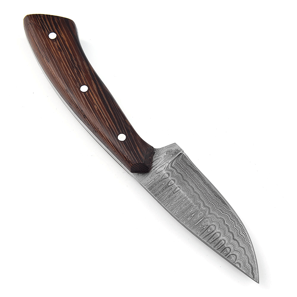 White Deer Custom Damascus Hand Forge Japanese Skinner Knife Wood Handle