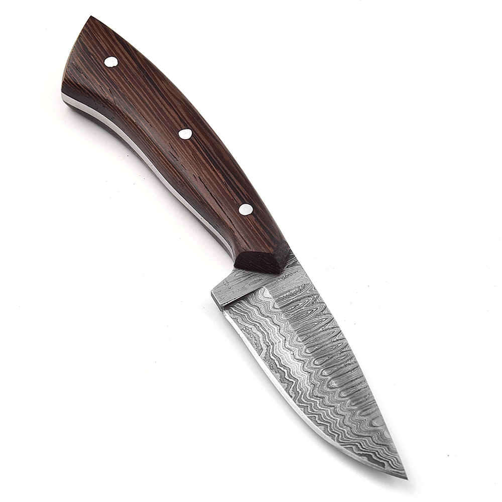 White Deer Custom Damascus Hand Forge Japanese Skinner Knife Wood Handle