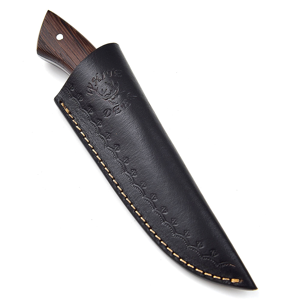 White Deer Custom Damascus Hand Forge Japanese Skinner Knife Wood Handle