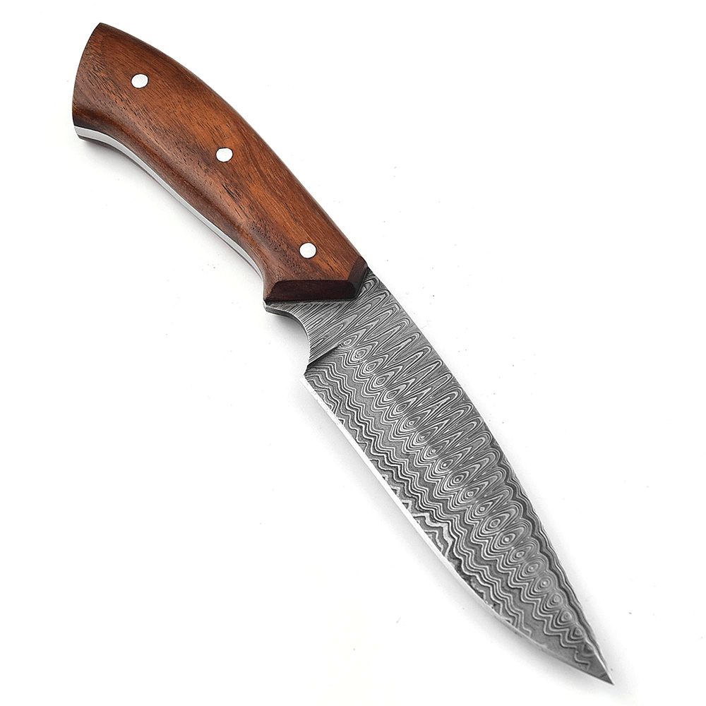 White Deer  Damascus Hand Forge Skinner Hunter Knife Wood Handle