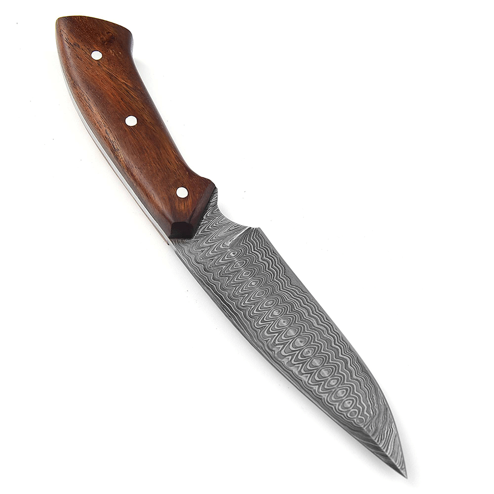 White Deer  Damascus Hand Forge Skinner Hunter Knife Wood Handle