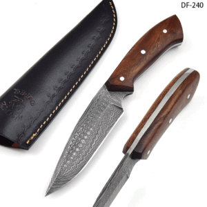 White Deer  Damascus Hand Forge Skinner Hunter Knife Wood Handle