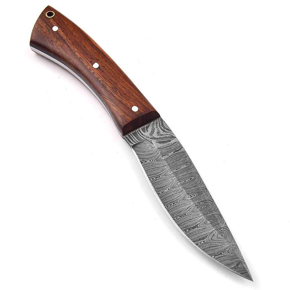 White Deer  Damascus Hand Forge Curved Skinner Hunter Knife Cocobolo Wood Handle