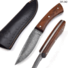 White Deer  Damascus Hand Forge Curved Skinner Hunter Knife Cocobolo Wood Handle