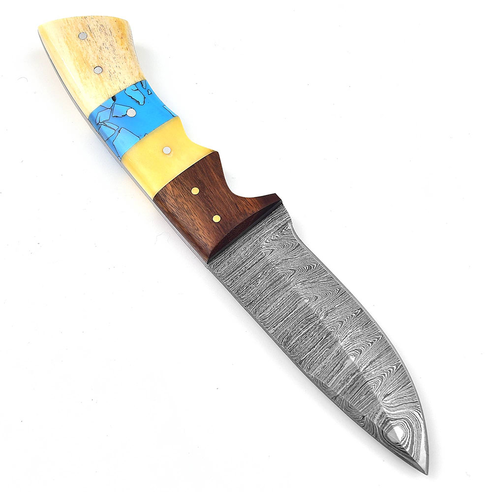 White Deer Damascus Steel Hunter Collection  Drop Point Blade Forge Blade