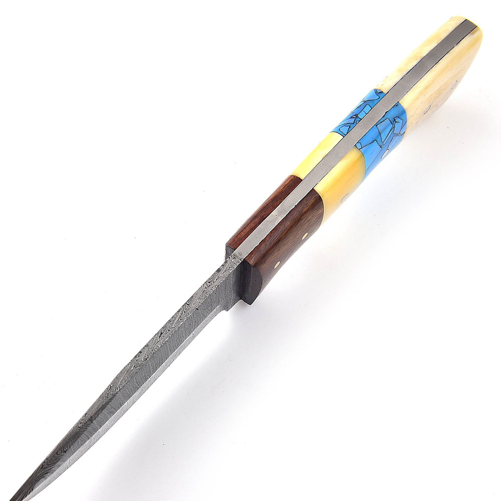 White Deer Damascus Steel Hunter Collection  Drop Point Blade Forge Blade