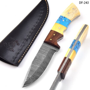 White Deer Damascus Steel Hunter Collection  Drop Point Blade Forge Blade