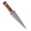 Unique Round Handle Dark Wood Custom Damascus Double Edge Dagger
