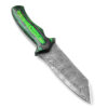 White Deer Tracker Tanto Point  Damascus Hand Forge Skinner Knife Green Wood Handle