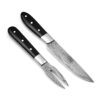 Paring Knife & fork Set Pro Chef Cutlery Damascus Steel Buffalo Horn Handle 1095 HC