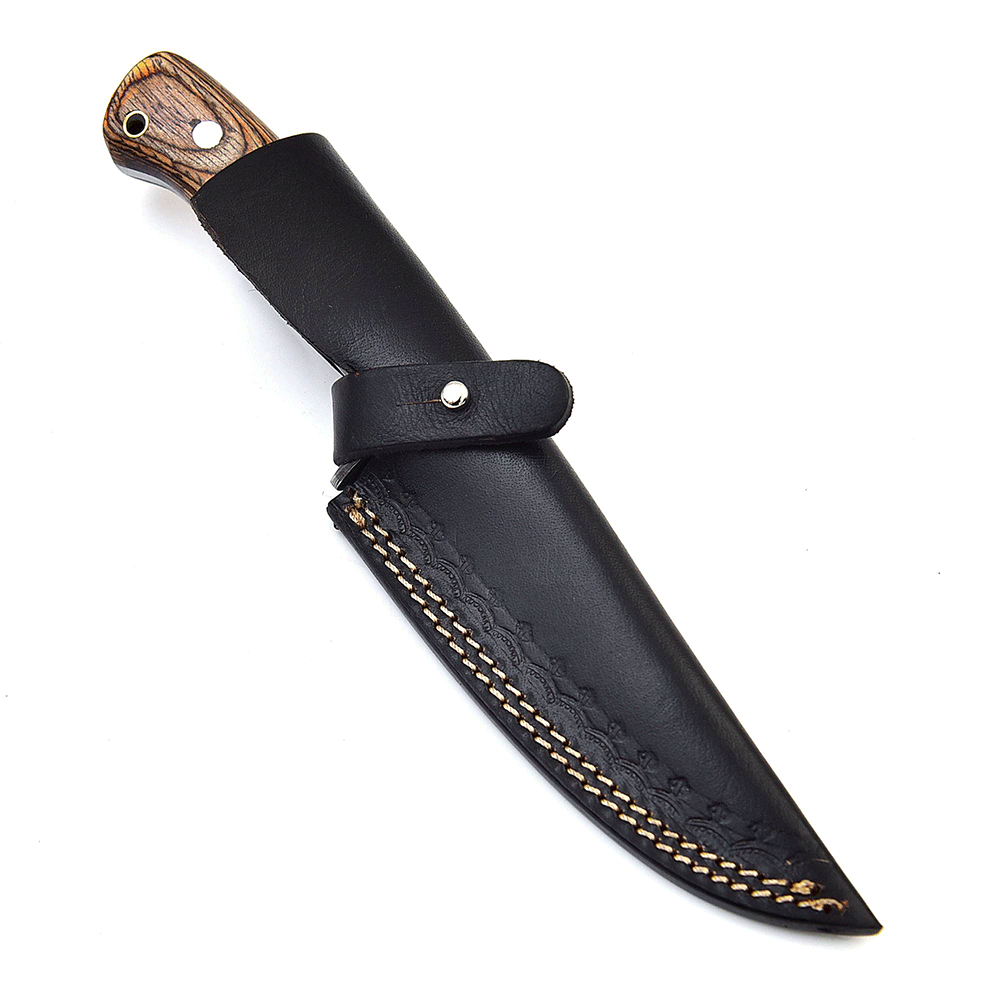 White Deer Damascus Bolster Hand Forge  Hunter Knife Frost Wood Handle