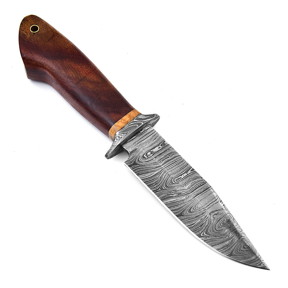 White Deer Damascus Bolster Hand Forge  Hunter Knife Cocobolo Wood Handle
