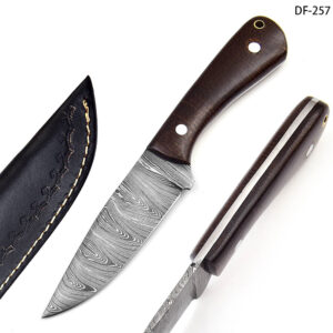 White Deer Drop Point  Damascus Hand Forge Skinner Knife Micarta Handle