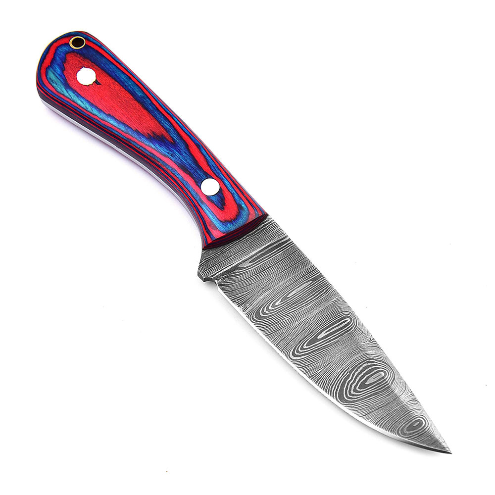 White Deer 9" Drop Point Blade Damascus Hand Forge Frost Wood Handle